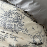 French Ruffle Floral Bedding Set - Gray